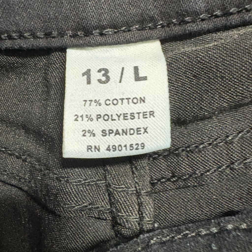 Premium Denimwear Womens Flare Jeans Size 13 L Black High Rise Raw Hem Stretch