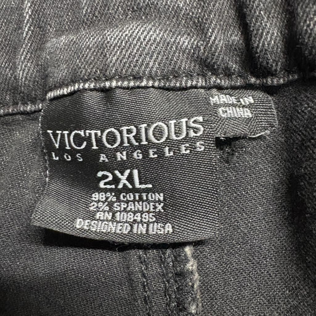 Victorious Mens Jogger Pants 2XL Black Denim Elastic Waist Drawstring JG803 NWT