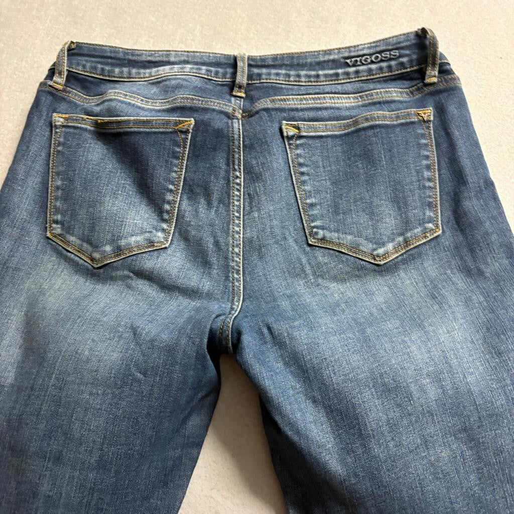 Vigoss Jagger Skinny Jeans Womens 30 Classic Fit Blue Denim Fringed Step Hem