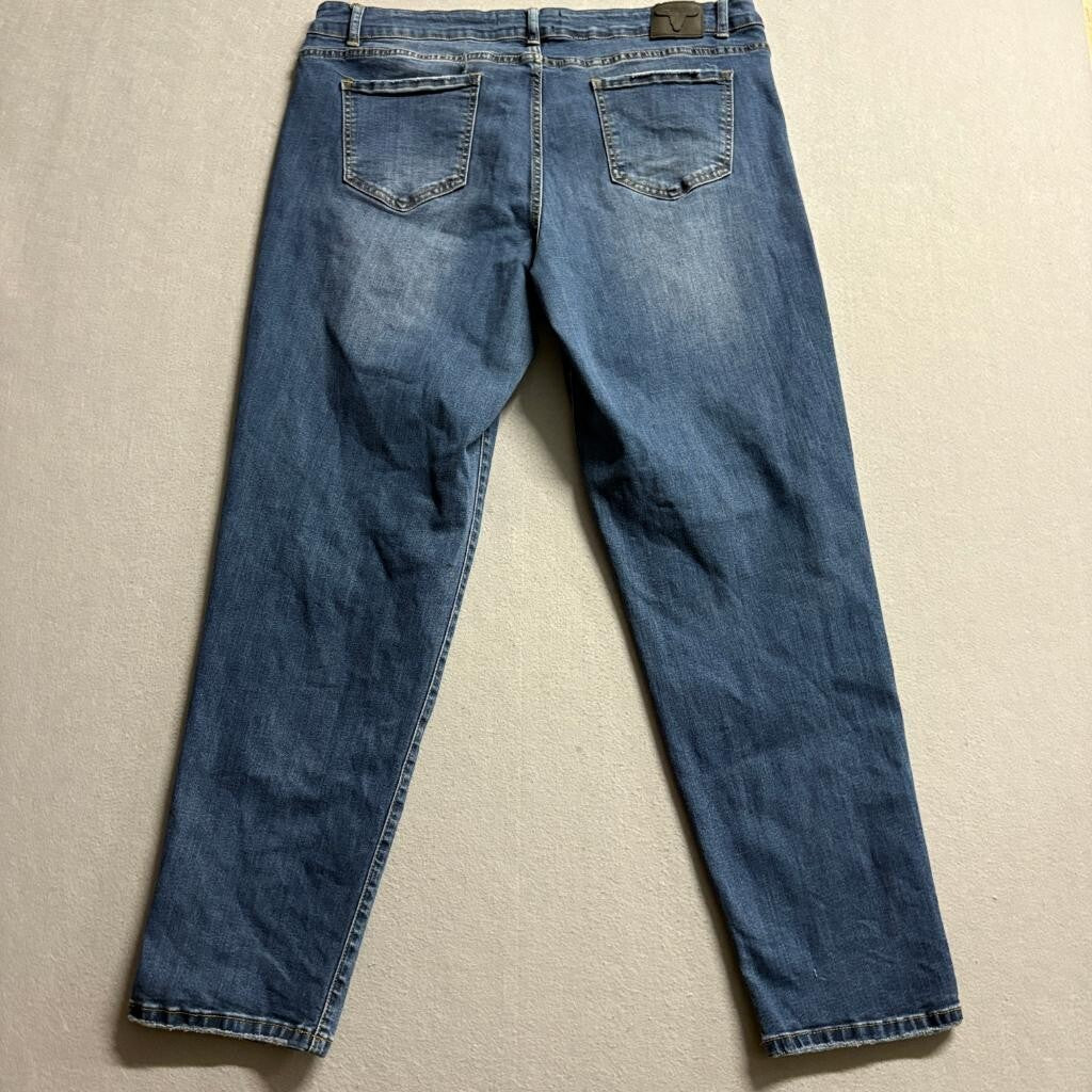 Lucky and Blessed L&B Mid Rise Boyfriend Jeans Womens Plus Size Blue Denim
