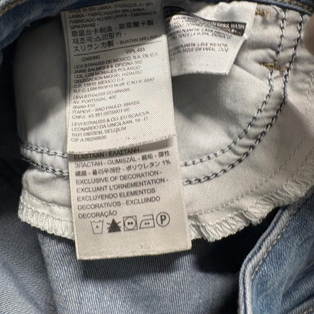 Levis 535 Super Skinny Jeans Womens 26 Blue Denim Raw Hem Stretch