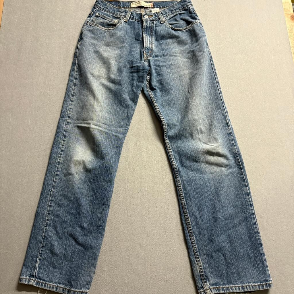 Levis 559 Relaxed Straight Jeans Mens 33x34 Blue Denim Medium Wash Distressed