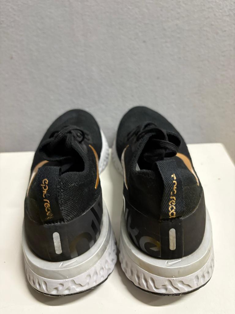 Nike Epic React Flyknit Black Gold Womens Running Shoes AQ0070-013 Size