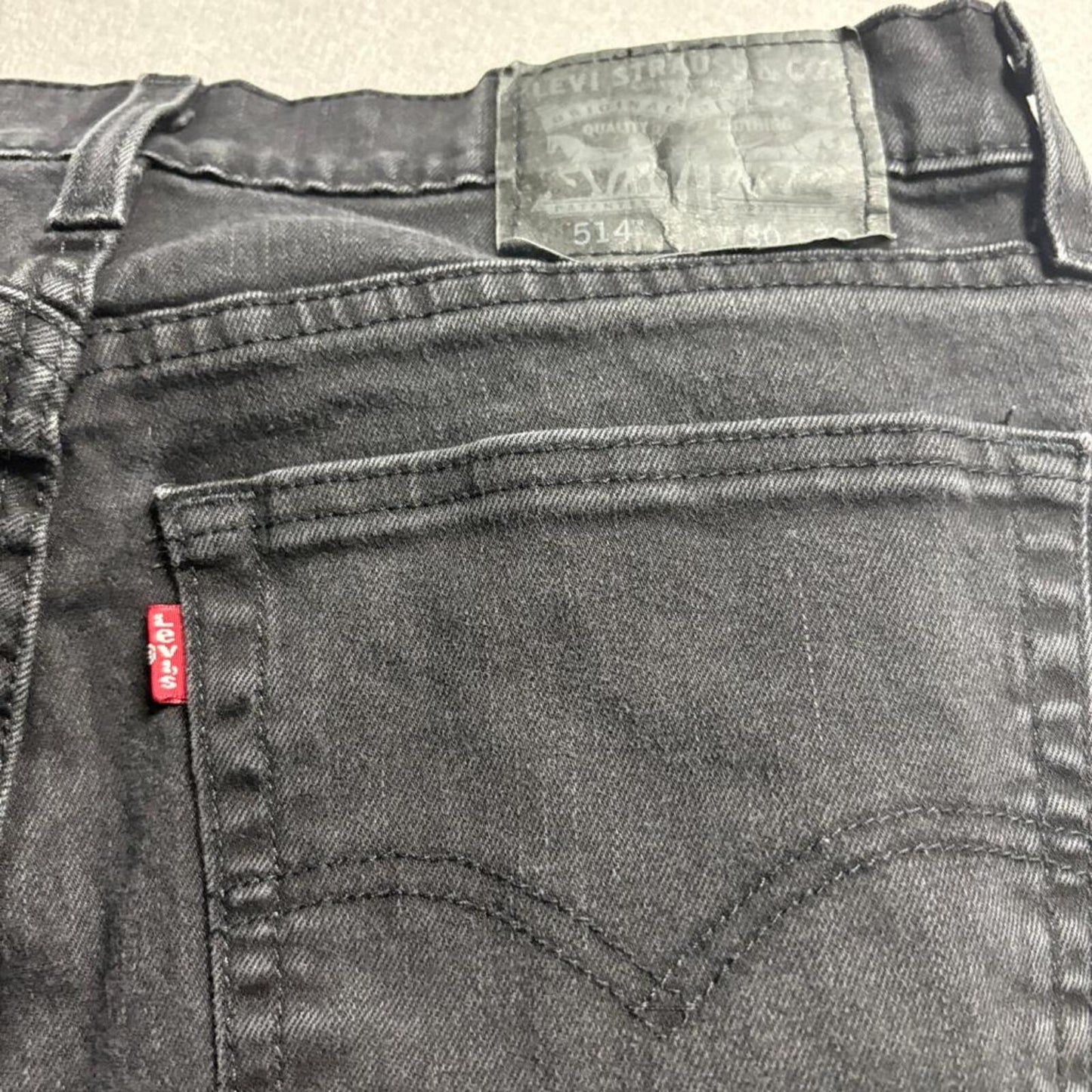 Levi's 514 Straight Fit Jeans Mens 30x30 Black Denim Waterless