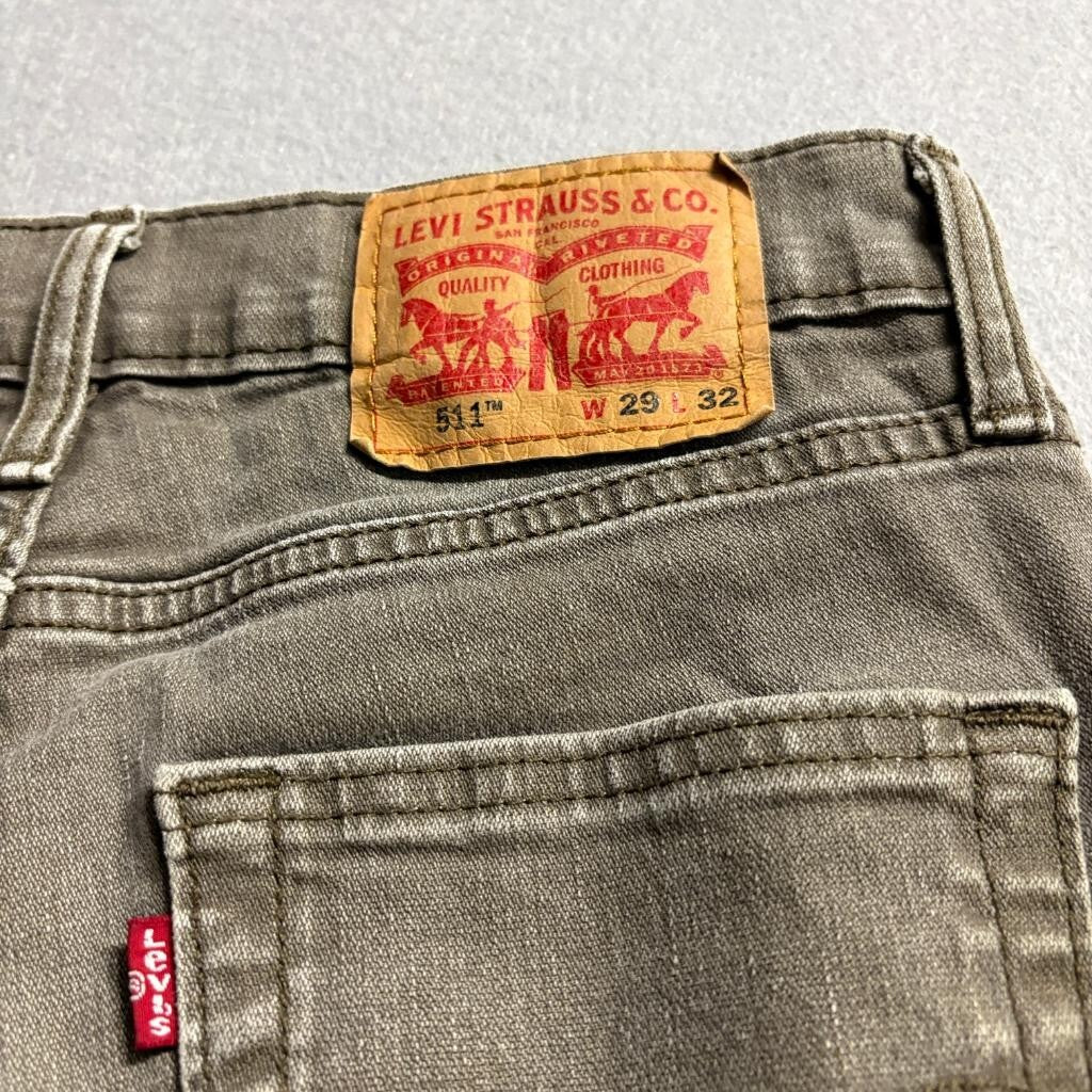Levi's 511 Slim Jeans Mens 29x32 Olive Green Stretch Denim Pants