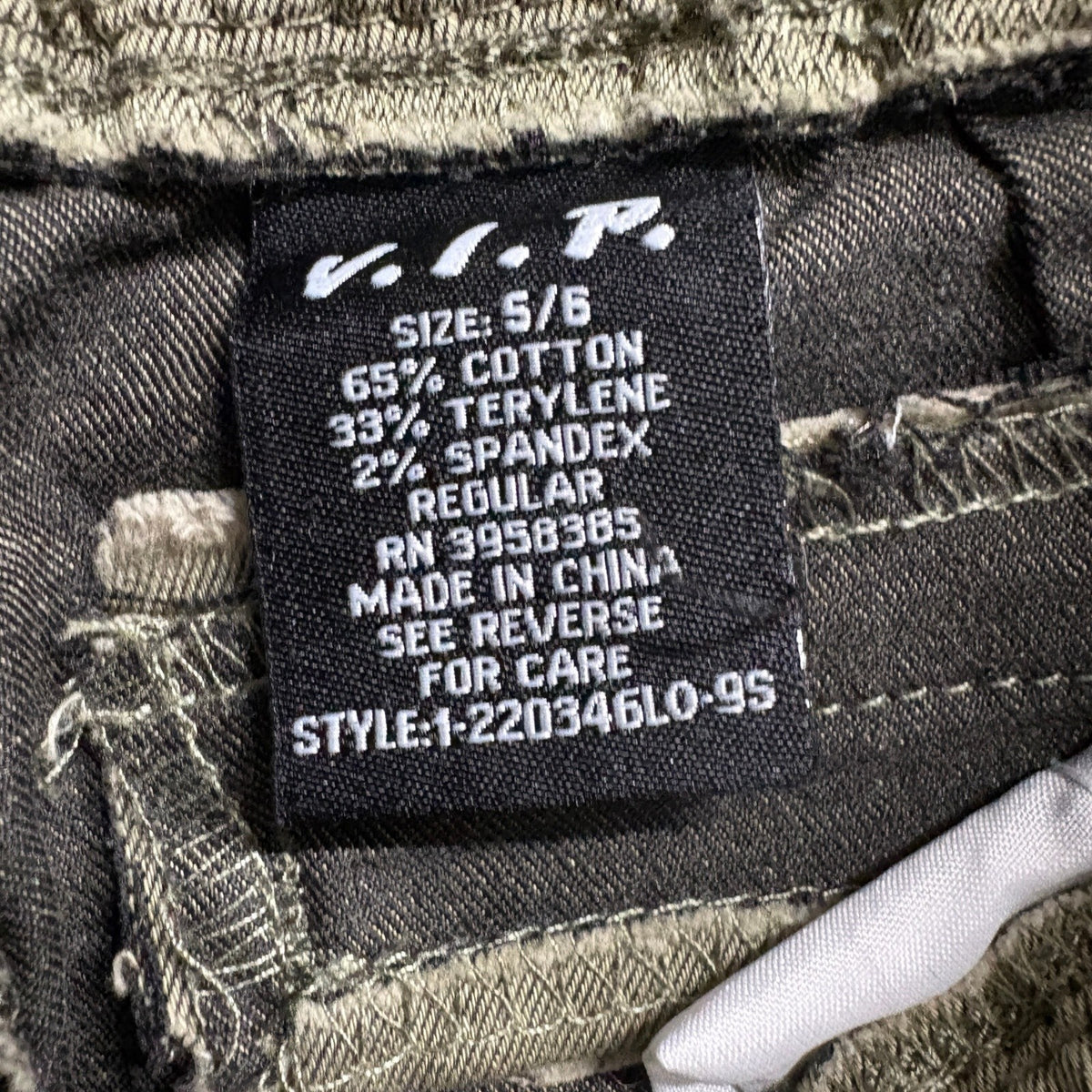 V.I.P. Cargo Pants Womens Size 5/6 Olive Green Stretch Elastic Waist Y2K Utility