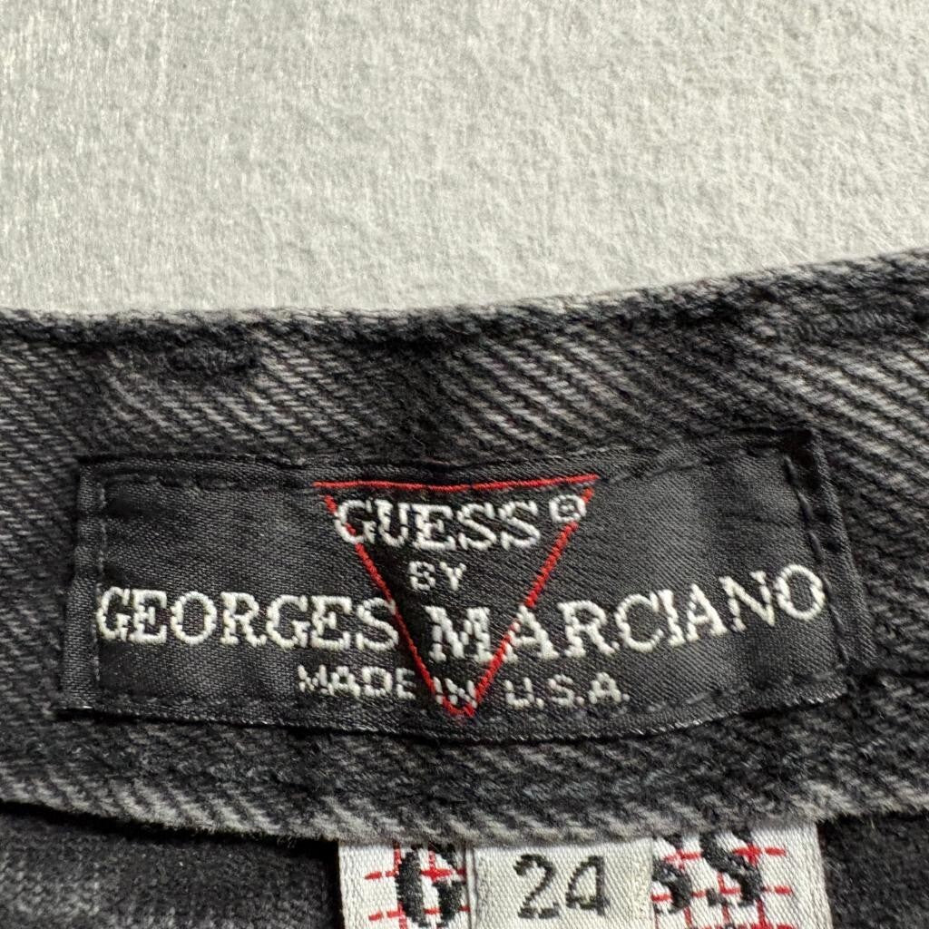Vintage Guess Georges Marciano Jeans Womens 24 Black Denim High Rise Raw Hem USA