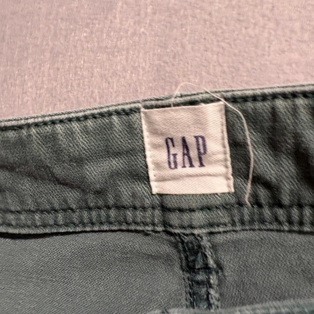 Gap Barrel Khaki Pants Womens 12 Tall Green Utility High Rise Stretch Carpenter