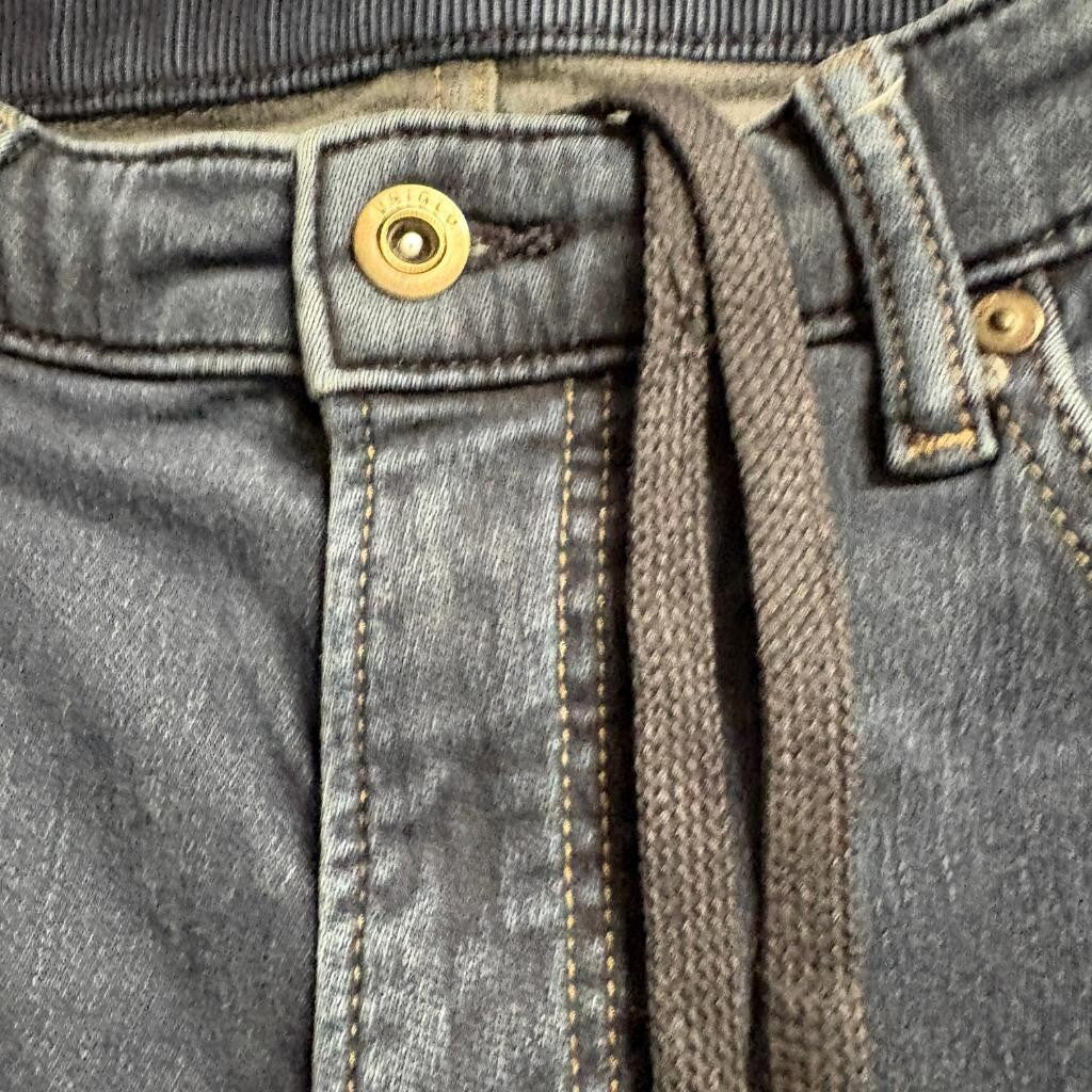 Uniqlo EZY Jeans Mens Large Dark Wash Blue Denim Drawstring Stretch Pants