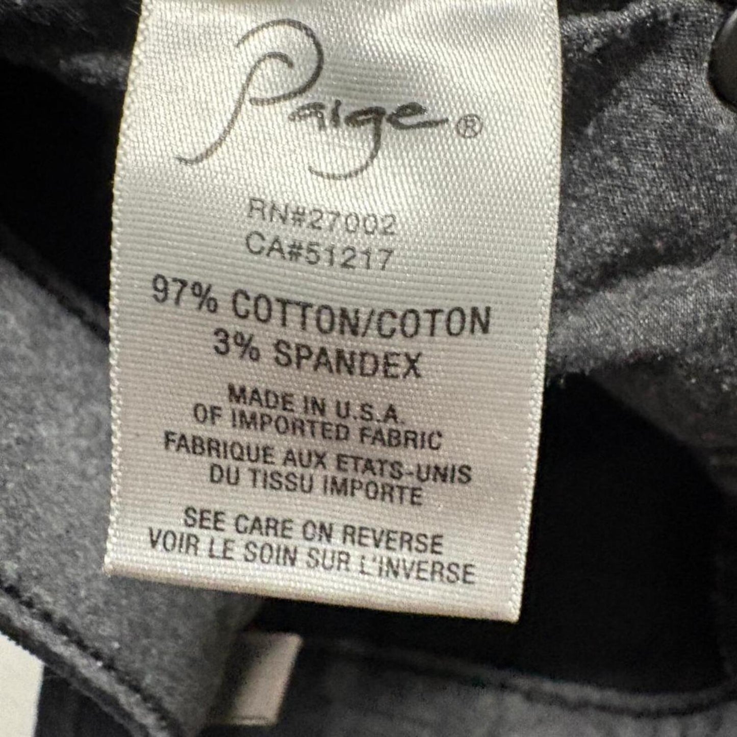 Paige Skyline Straight Corduroy Pants Womens 25 Black Stretch Cord Jeans