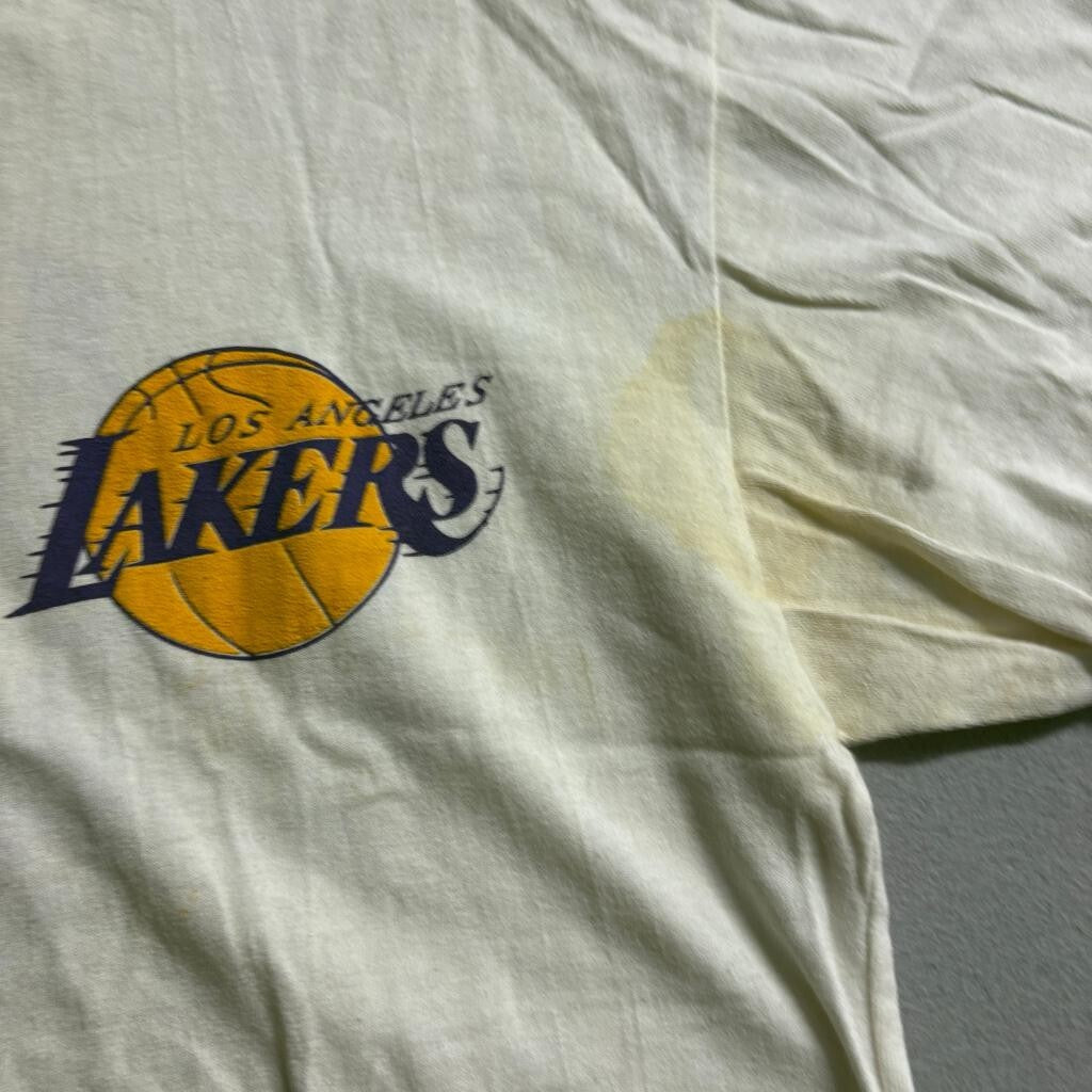 Vintage Los Angeles Lakers T Shirt Mens XL White Purple Ringer Basketball Club