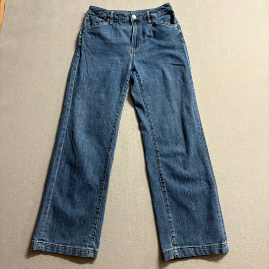 Chico's Wide Leg Jeans Womens Size 0 Blue Denim High Rise Stretch Cropped