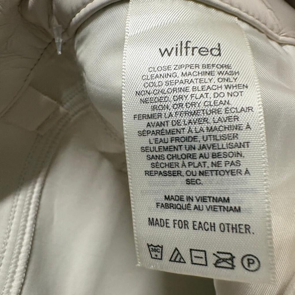 Aritzia Wilfred The Melina Pant Faux Leather Straight Leg Cream Beige Women's