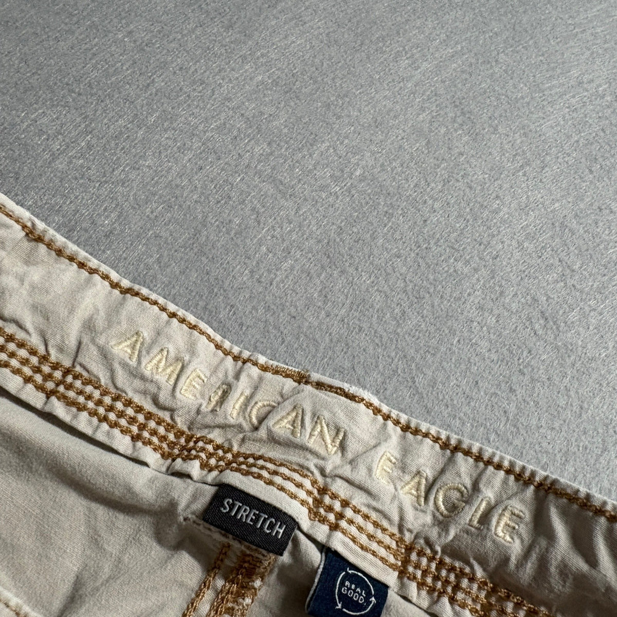 American Eagle Baggy Jogger Cargo Pants Womens 00 Regular Khaki Beige Stretch