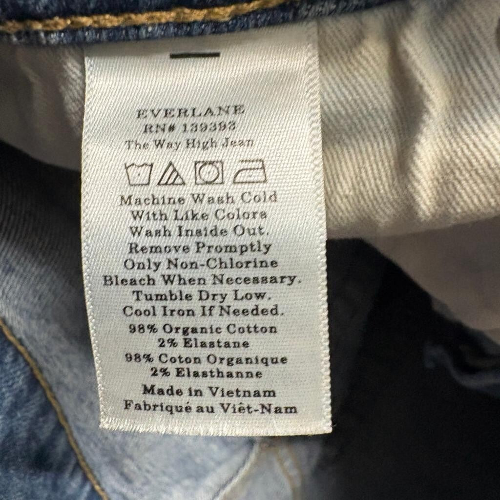 Everlane The Way High Jean Womens Size 2 Regular Blue Organic Cotton Denim