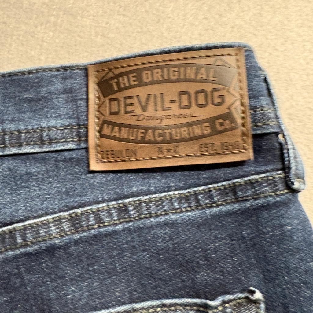 Devil-Dog Dungarees Slim Straight Jeans Mens 36x30 Blue Stretch Denim