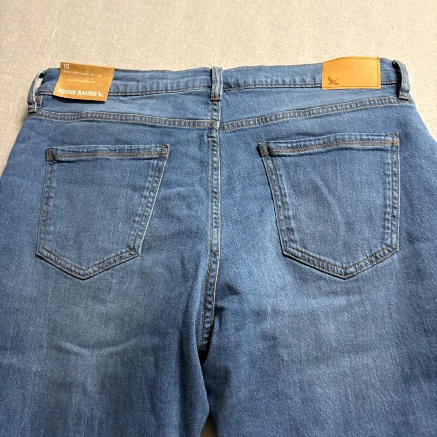 Eddie Bauer Flannel Lined Jeans Womens 10 Blue Boyfriend Midrise Slim NWT