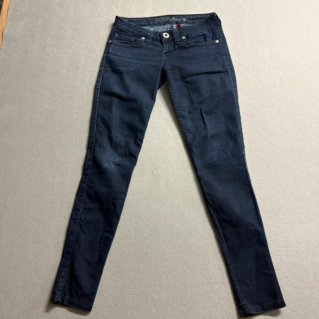 Guess Power Skinny Jeans Womens 26 Dark Wash Blue Denim Stretch Low Rise