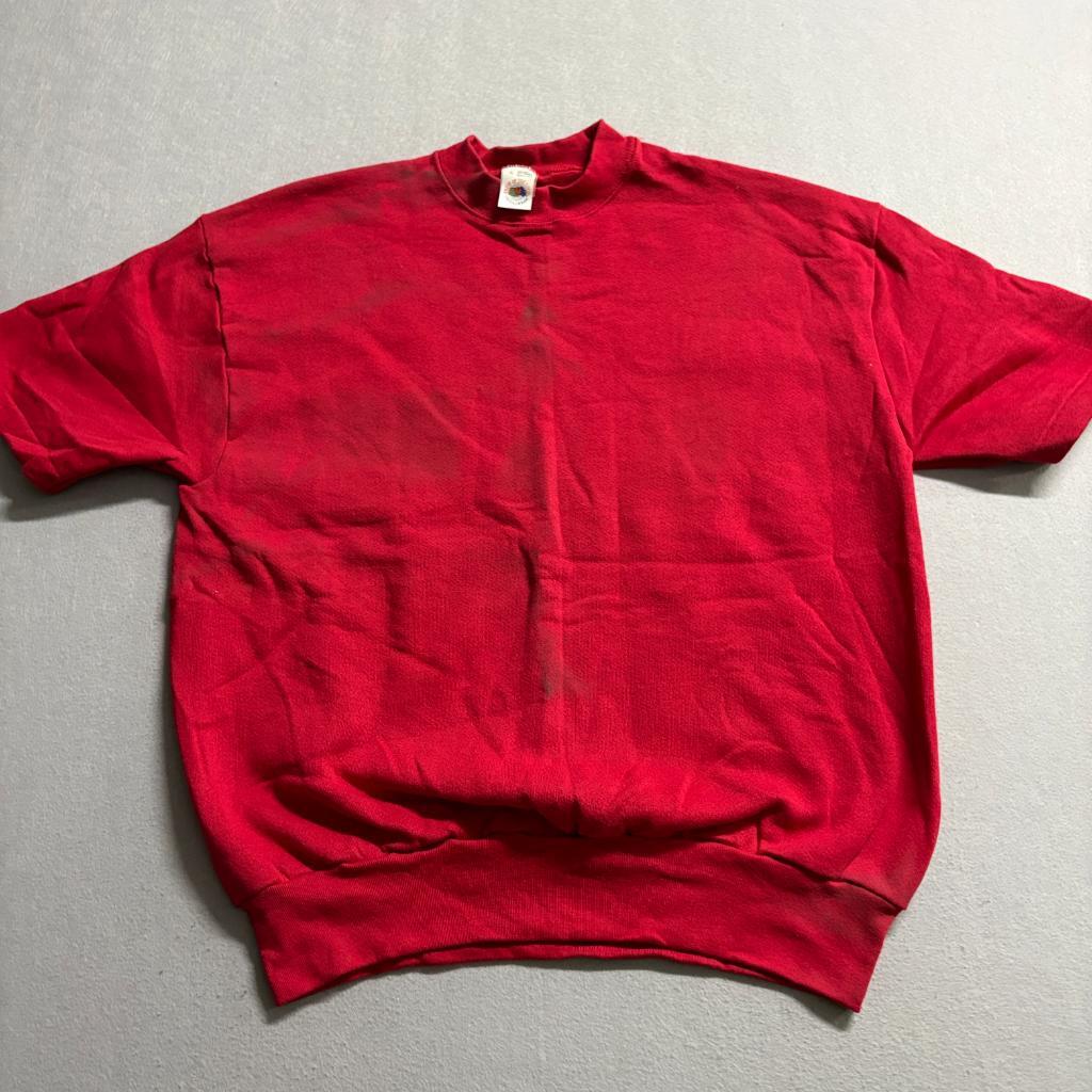 Vintage Fruit of the Loom Sweatshirt Mens XL Red Short Sleeve Blank USA Made