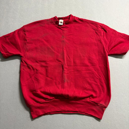 Vintage Fruit of the Loom Sweatshirt Mens XL Red Short Sleeve Blank USA Made