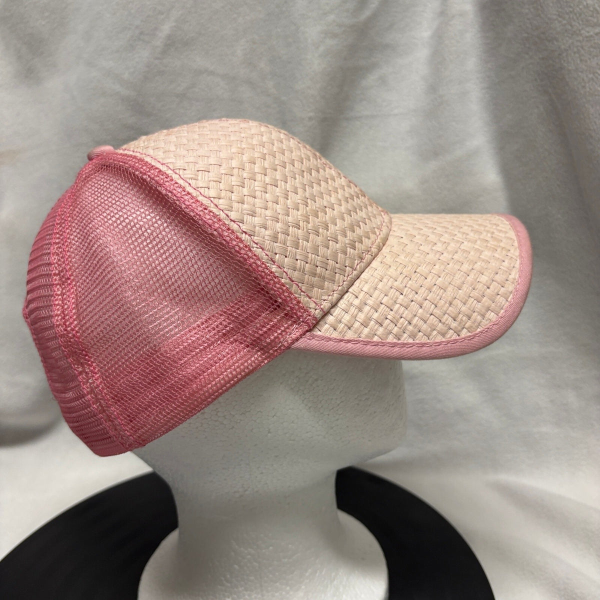 Breast Cancer Awareness Trucker Hat Pink Straw Woven Mesh Back Snapback OTTO - Photo 3