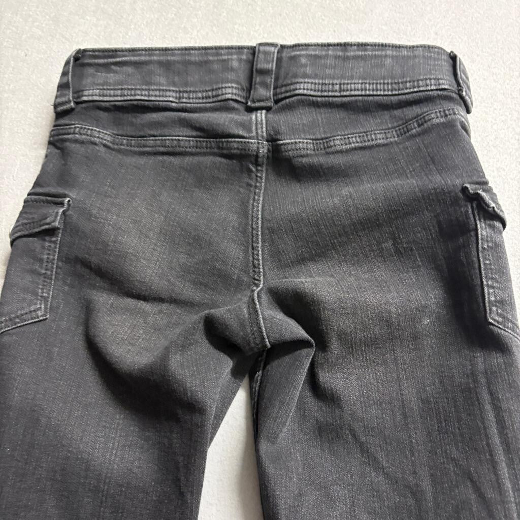 HM Girls Bootcut Jeans Size 20 Black Denim Low Waist Cargo Pockets Raw Hem