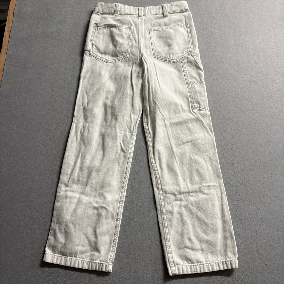 Zara Origins Carpenter Pants Womens 29 Off White Cotton Utility Workwear Canvas