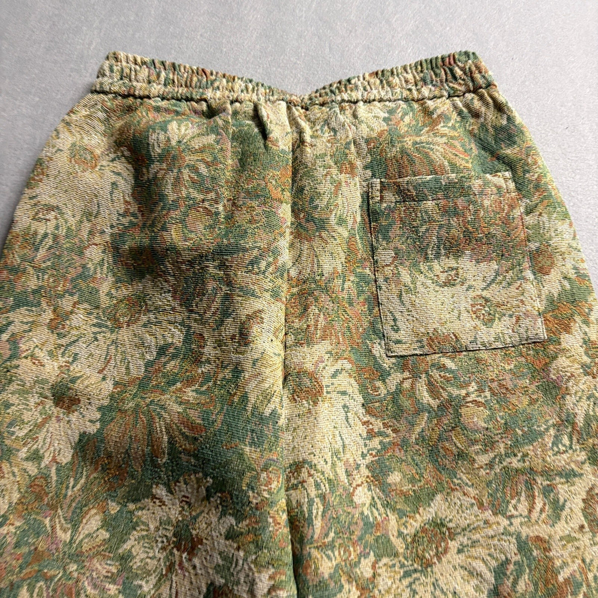 Manfinity Floral Tapestry Pants Womens Large Green Woven Drawstring Jogger