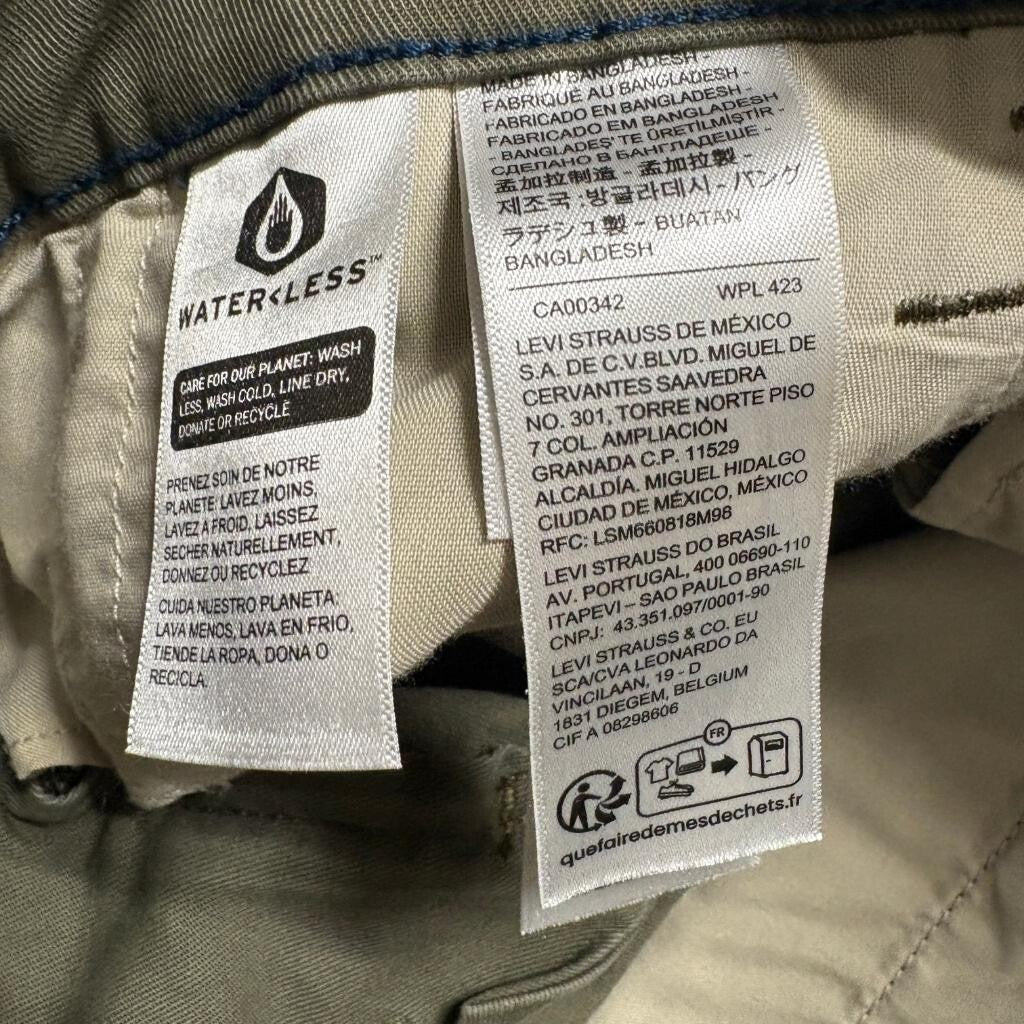 Levis XX Chino Standard Taper Pants Mens 32x30 Olive Green Stretch Twill