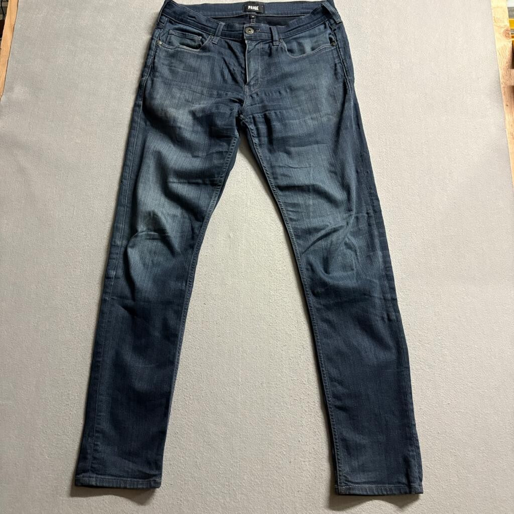 Paige Lennox Slim Fit Jeans Mens 32 Blue Stretch Denim Rayon Blend