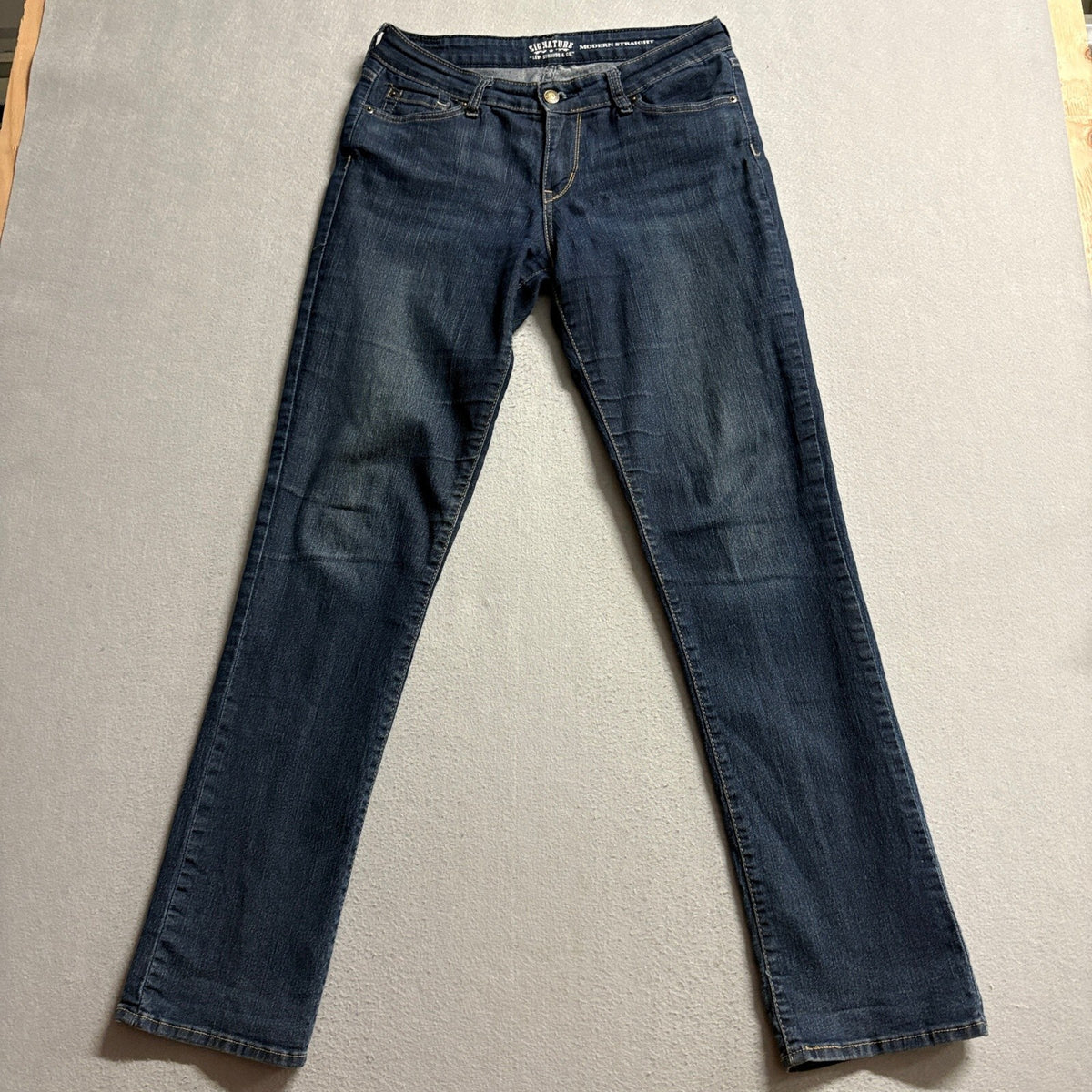 Signature by Levi Strauss & Co Women Modern Straight Jeans Blue Denim Sz 10