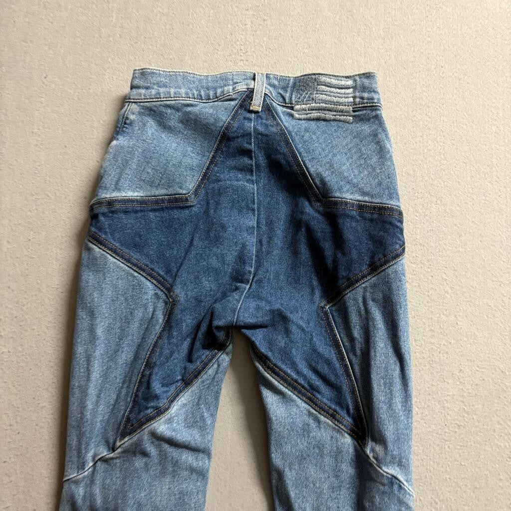 Revice Denim Star Patch Flare Jeans Womens Size 26 Blue High Rise Bell Bottoms