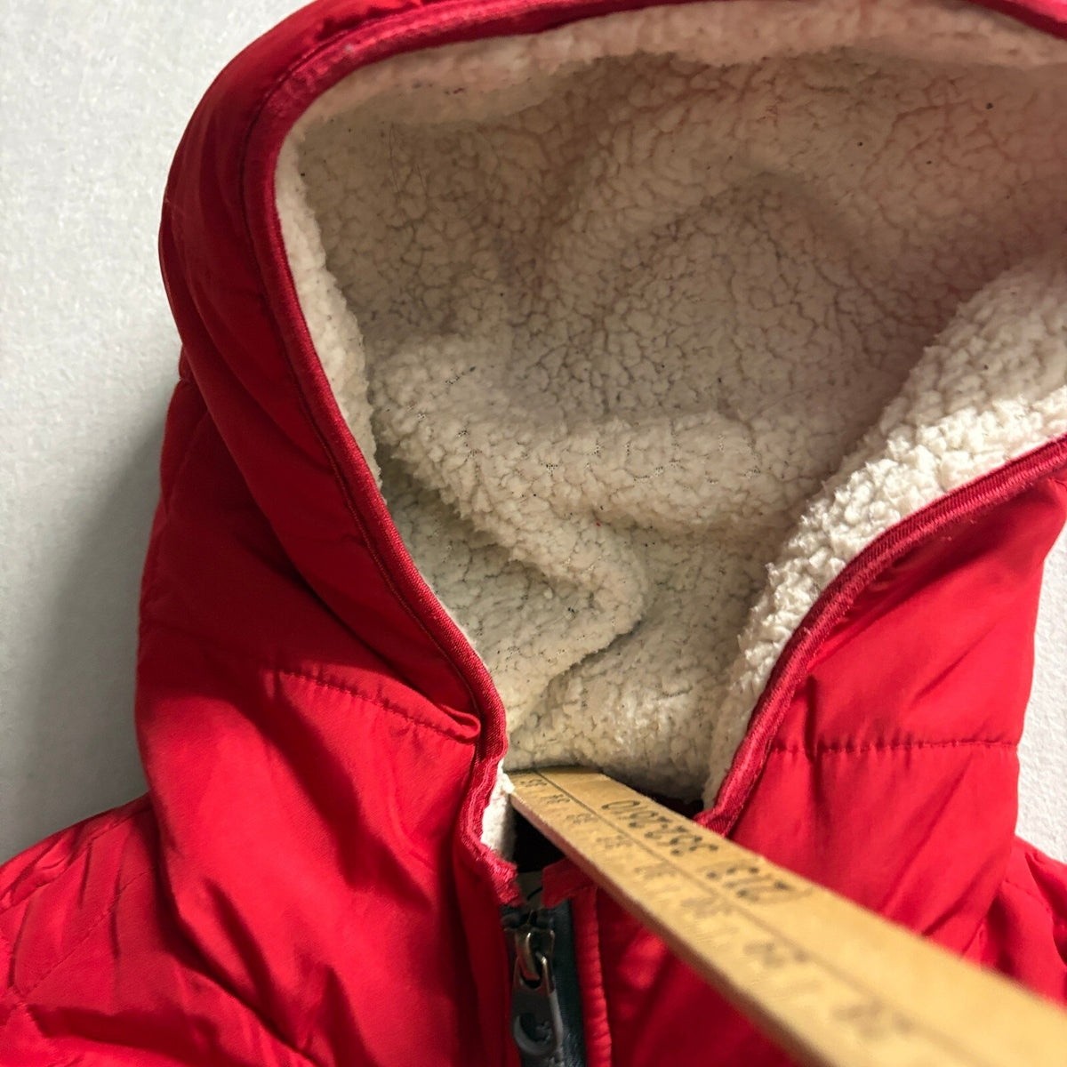 Kenneth Cole New York Puffer Jacket Womens Small Red Sherpa Lined Hooded Coat