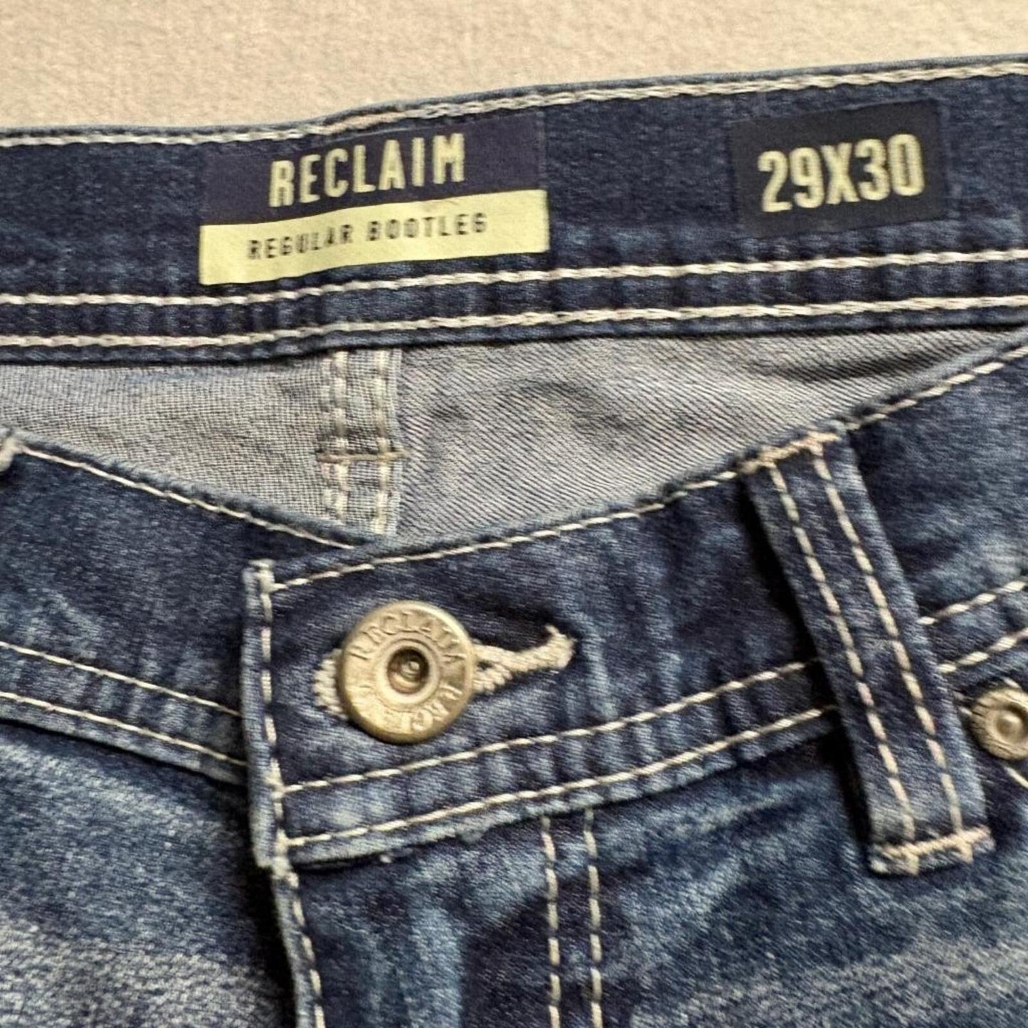 Reclaim Regular Bootleg Jeans Mens 29x30 Blue Denim Stretch Bootcut