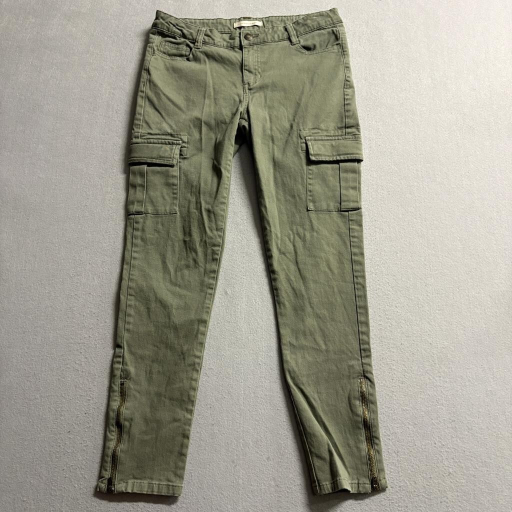 Canyon River Blues Cargo Pants Womens 14 Green Utility Skinny Ankle Zip Stretch