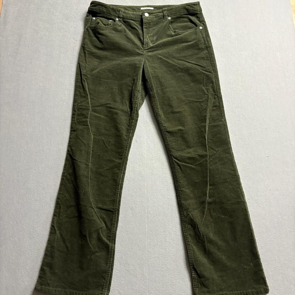 Jones New York Sport Corduroy Pants Womens 10 Green Stretch Straight Leg Casual