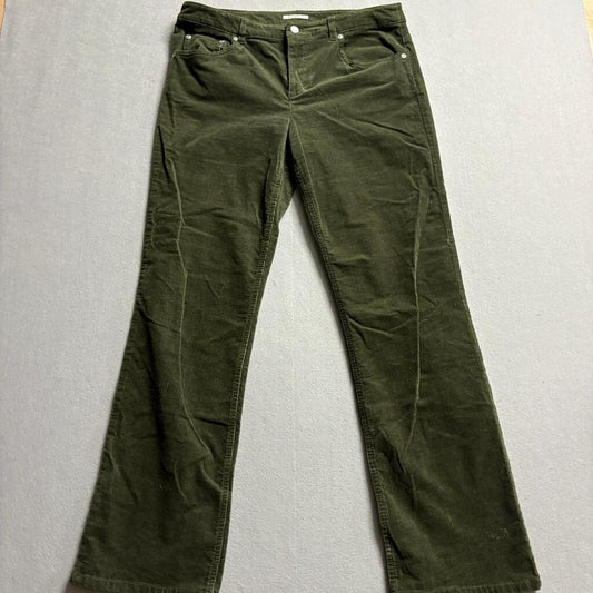 Jones New York Sport Corduroy Pants Womens 10 Green Stretch Straight Leg Casual