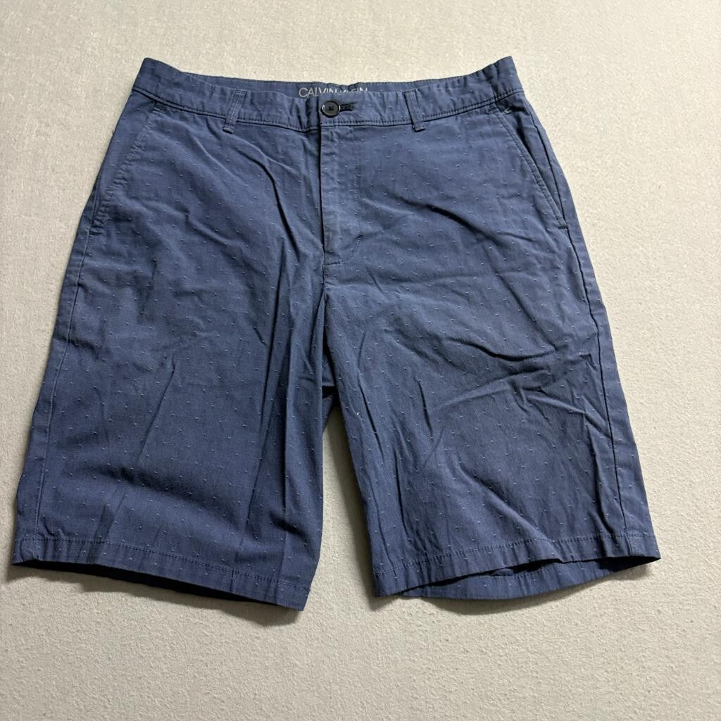 Calvin Klein Mens Chino Shorts Size 30 Blue Dotted Cotton Blend Casual Flat