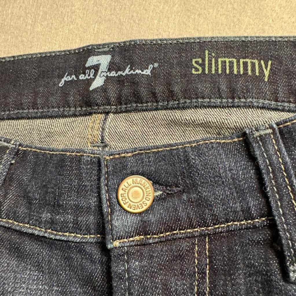 7 For All Mankind Slimmy Jeans Mens 32x31 Dark Wash Stretch Slim Straight Denim