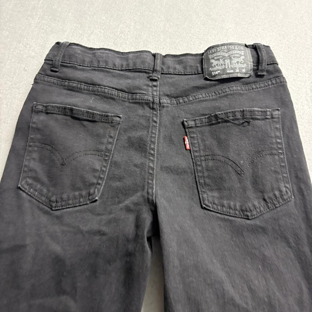 Levi's 514 Straight Leg Jeans Boys Size 16 Reg W28 L30 Black Performance Denim