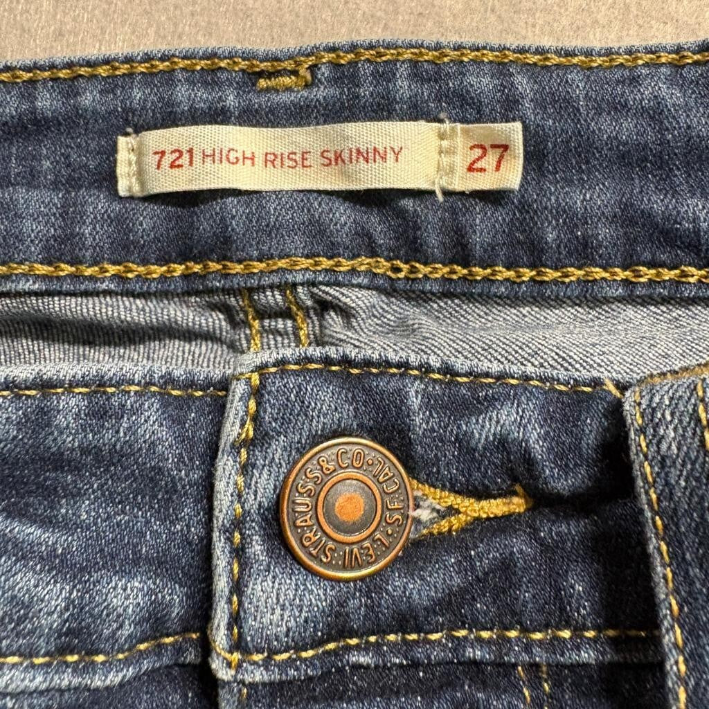 Levis 721 High Rise Skinny Jeans Womens 27x30 Blue Denim Stretch Pants