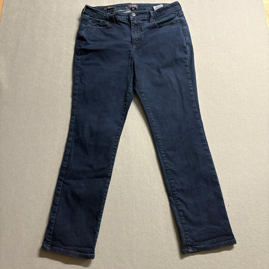 NYDJ Sheri Slim Jeans Womens 14 Dark Wash Blue Denim Lift Tuck Stretch