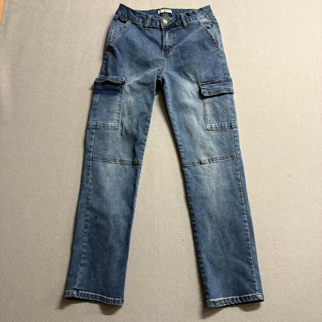 Sexy Fabulous Cargo Jeans Womens Size 9 Blue Denim High Rise Straight Leg