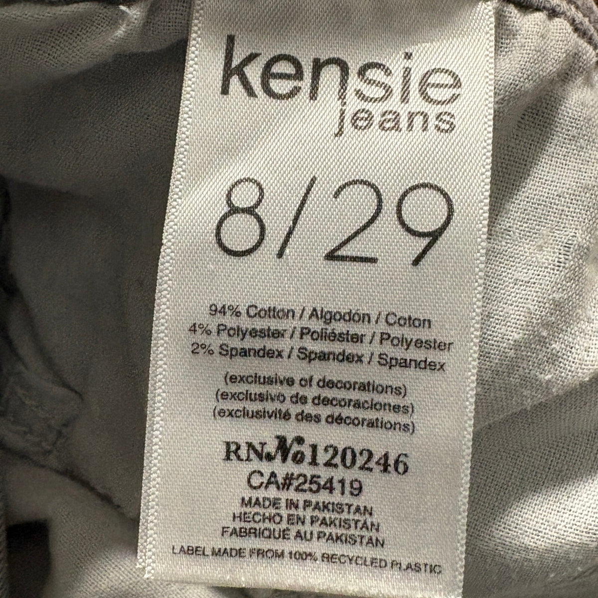 Kensie Jeans Womens Size 8 29 High Rise Slim Straight Frayed Raw Hem Grey Denim