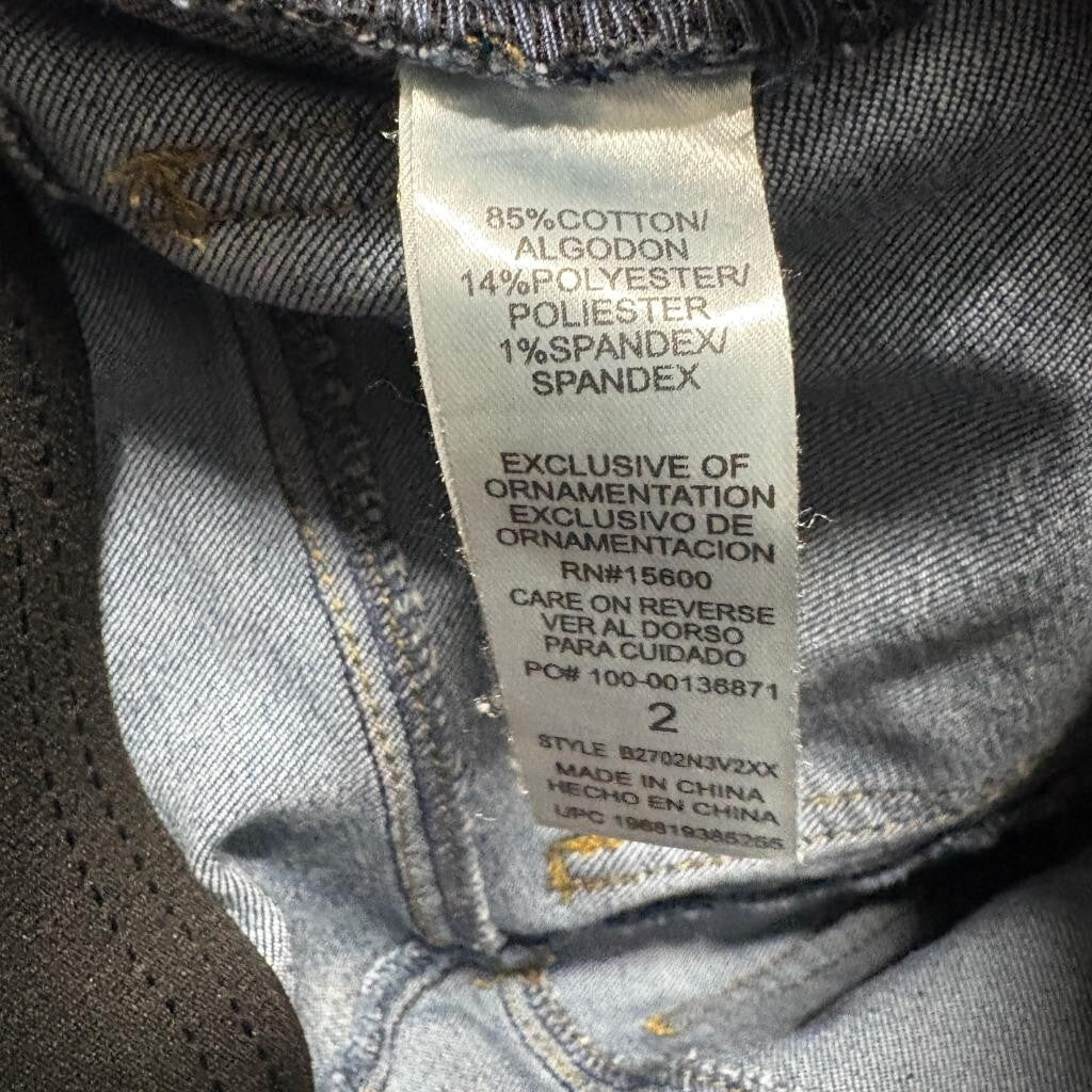 Democracy Ab Technology Crop Straight Jeans Womens Size 2 Blue Denim Fray Hem