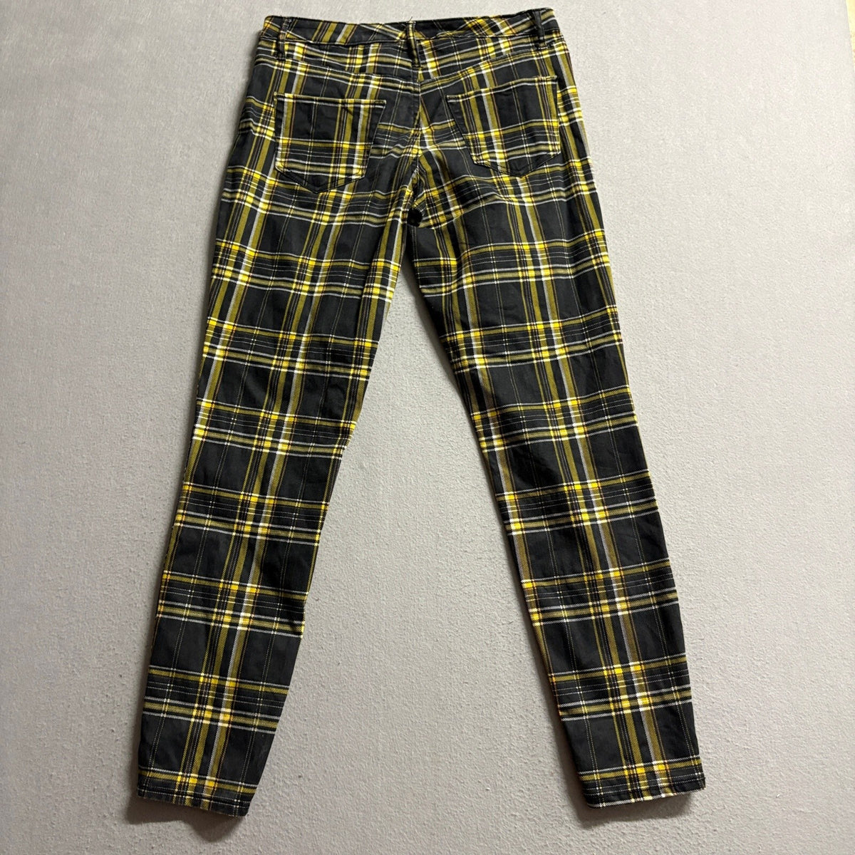 Wild Fable Plaid Skinny Pants Womens Size 4 Black Yellow Tartan Check Stretch