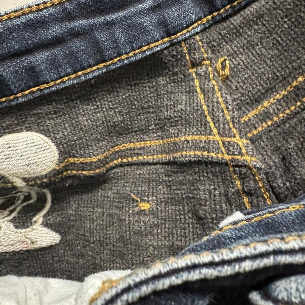 Disney Mickey Mouse Embroidered Jeans Womens S Blue Denim High Rise Tapered