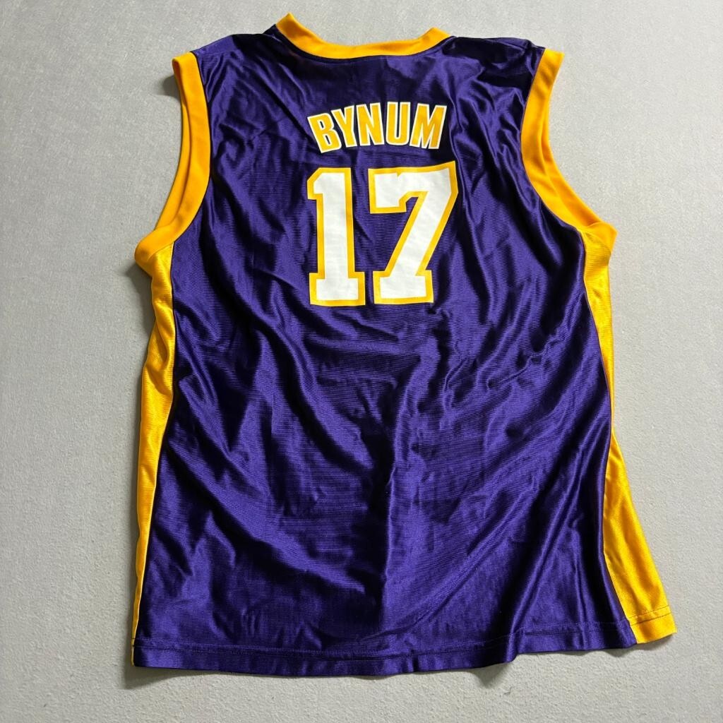 Andrew Bynum Los Angeles Lakers NBA Jersey Mens XL Purple Gold 17 Basketball