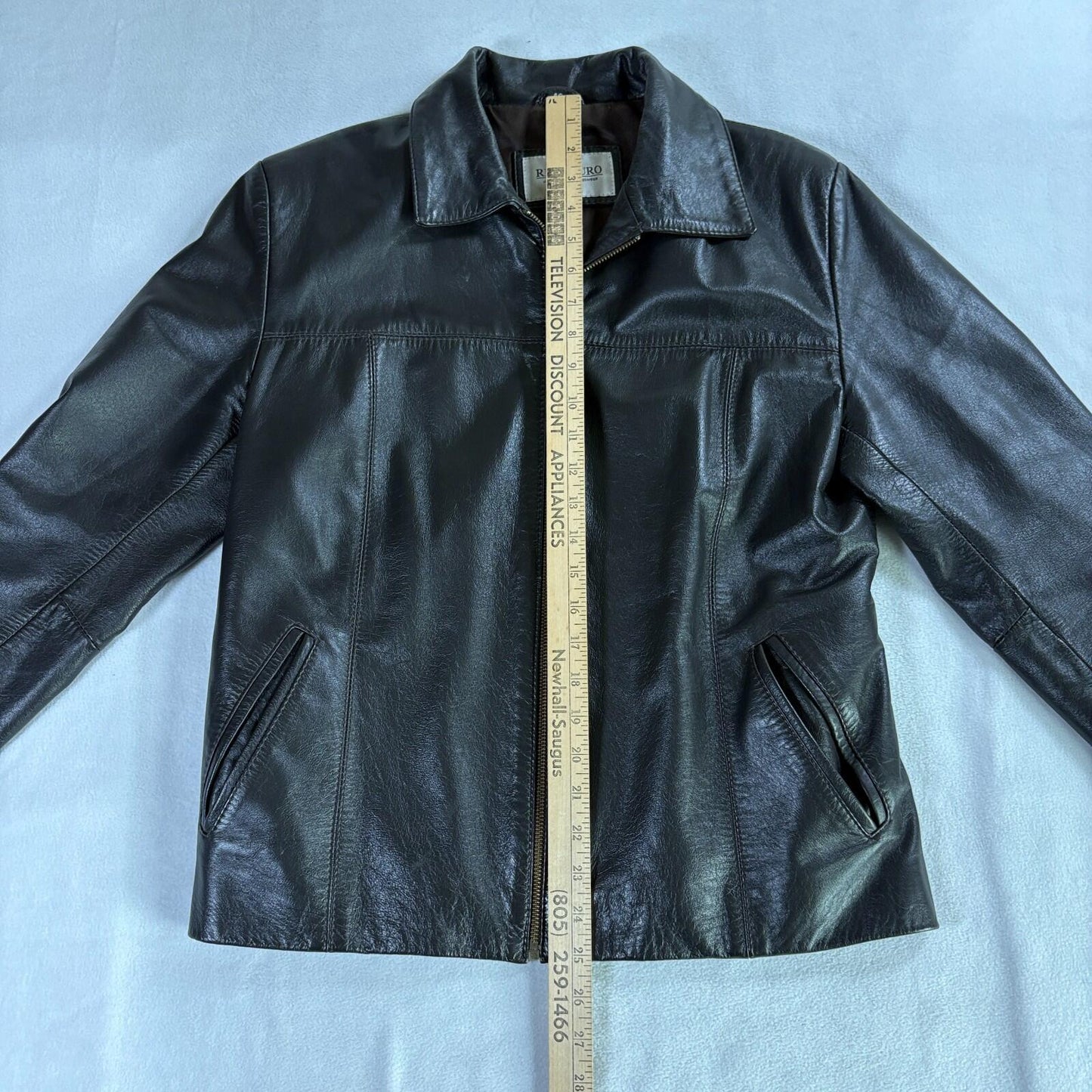 Vintage Leather Jacket Zip Up Minimalist Brown Mens 40 Fits Like X Classic