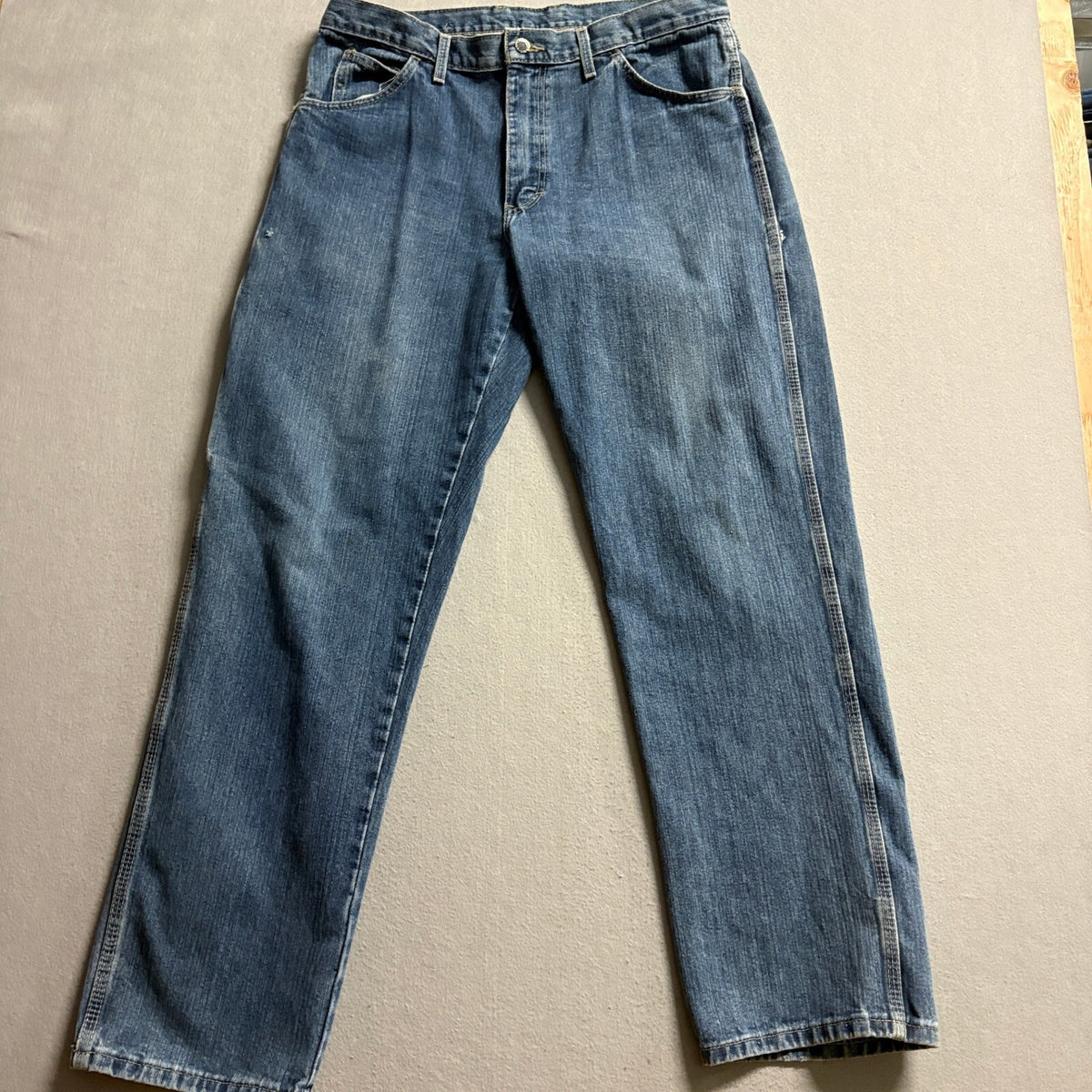 Genuine Dickies Mens Carpenter Jeans 34x32 Blue Denim Relaxed Fit Workwear